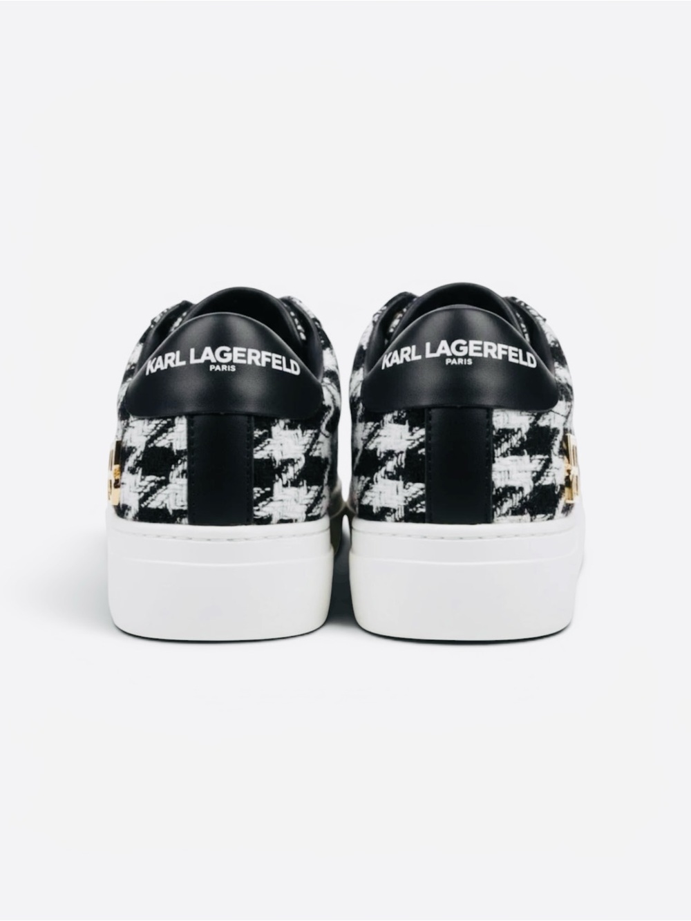 KARL LAGERFELD PARIS CATE PINS Houndstooth print Logo Sneakers - Picture 6 of 12